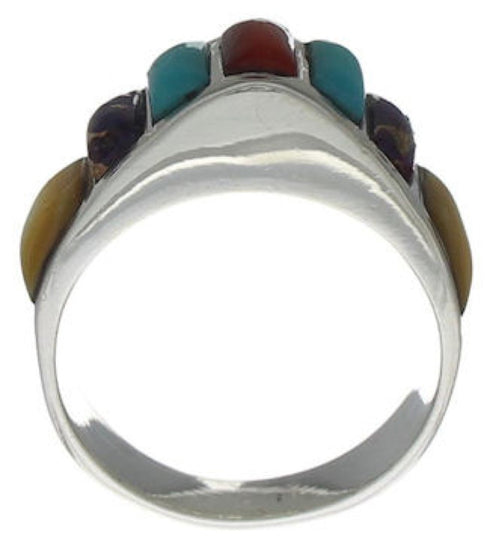 Authentic Sterling Silver Multicolor Inlay Ring Size 6-3/4 VX36692